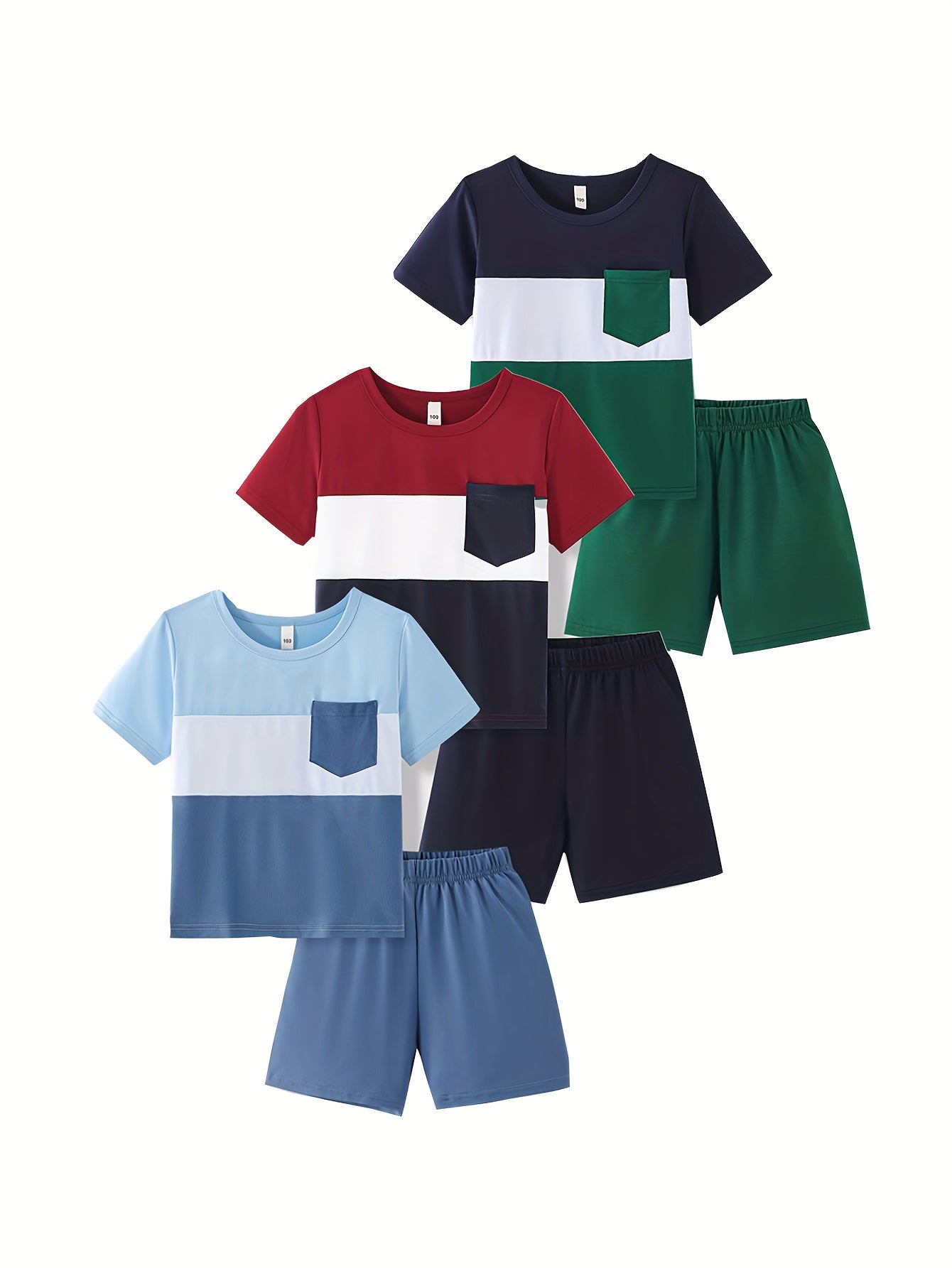 12pcs Boys' Casual Fashion Set, Shirt Suit, 6pcs Of Tops And Shorts, New Summer Multi-Piece Set