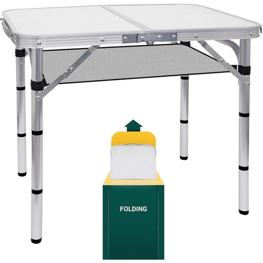 Lightweight Adjustable Folding Table - Portable Aluminum Design for Outdoor Use and Indoor Activities with 70 lbs Capacity