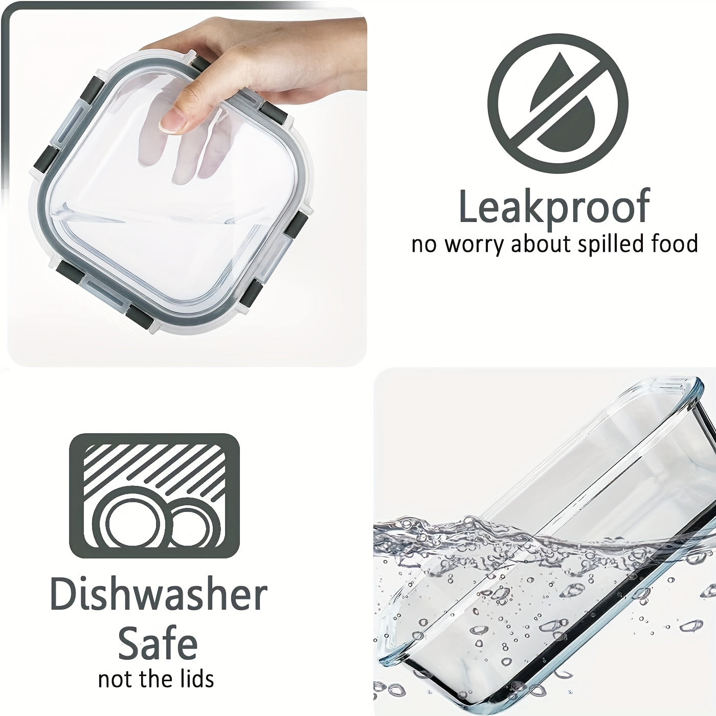 Airtight Glass Meal Prep Containers Set - 15 Pieces Food Storage