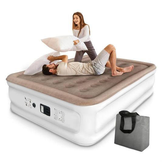Queen Twin Air Mattress With Electric Built In Pump Luxury Double High Inflatable Mattress For Camping Home And Guests 18 Inch Blow Up Airbed Fast Inflation And Deflation 750 Pound Maximum Capacity