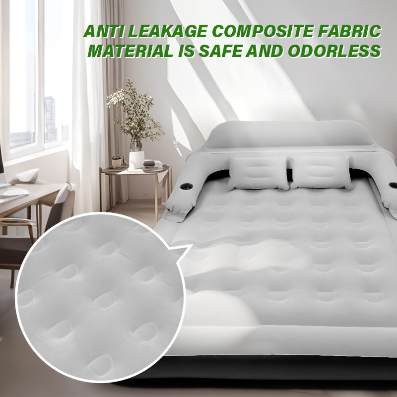 Double Bed Automatic Inflatable Mattress with Backrest Pillow and Inflatable Pump Portable Air Cushion for Outdoor Camping and Home Use
