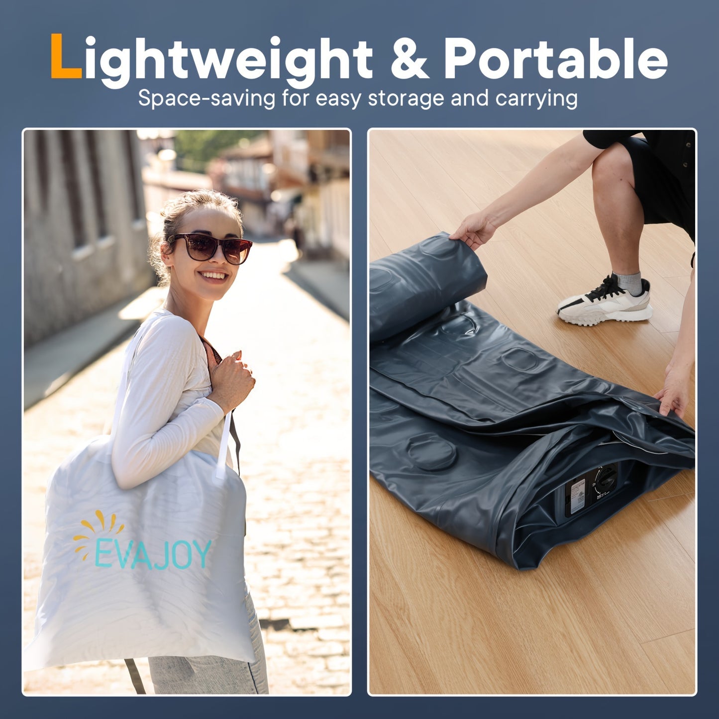 Evajoy 18 Inch Inflatable Mattress Double High with Quick Self Inflation Portable Comfortable Top Surface for Home Camping and Guests
