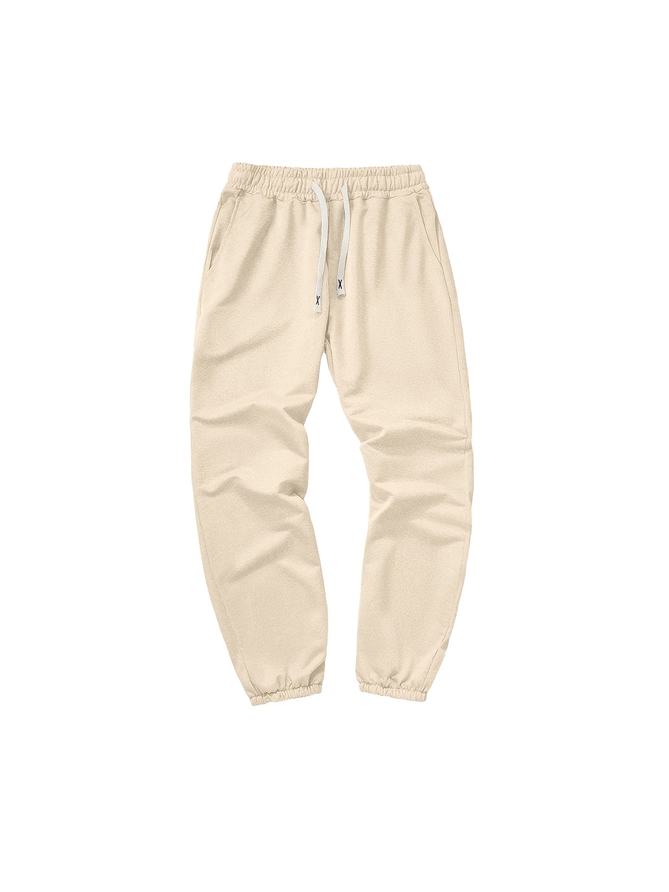 4pcs Set Of Mens Solid Color Regular Fit Cuffed Sweatpants - Soft Slight Stretch Polyester Fabric, Drawstring Waist, Multiple Pockets, Machine Washable - Perfect for Jogging, Outdoors Sports And Casual Wear