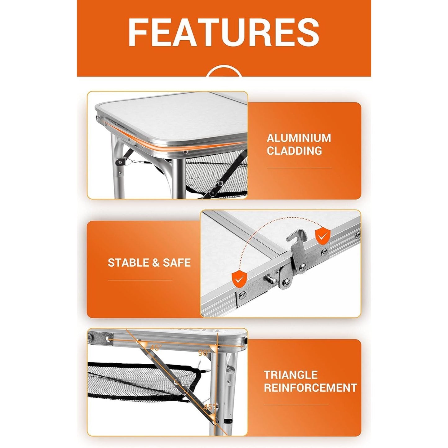 Lightweight Adjustable Folding Table - Portable Aluminum Design for Outdoor Use and Indoor Activities with 70 lbs Capacity