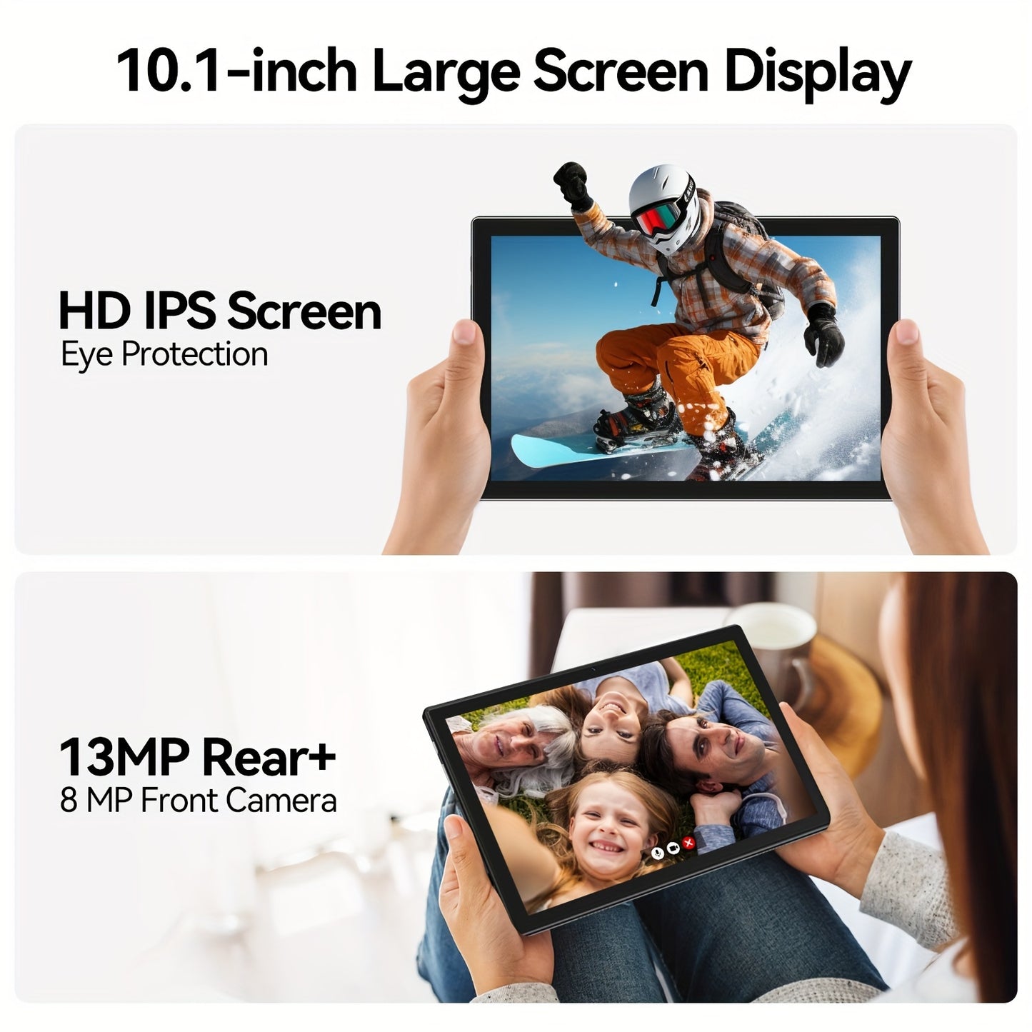 Android 13 Tablet 2024 Newest 10 Inch Octa-Core Tablet, 128GB ROM+16GB RAM (8+8 Virtual)+1TB Expand, 5G WiFi Tablet with 13MP+8MP Camera, 6000mAh Battery, 2in 1 Tablet with Keyboard, Case, Stylus Without Electricity, New Year