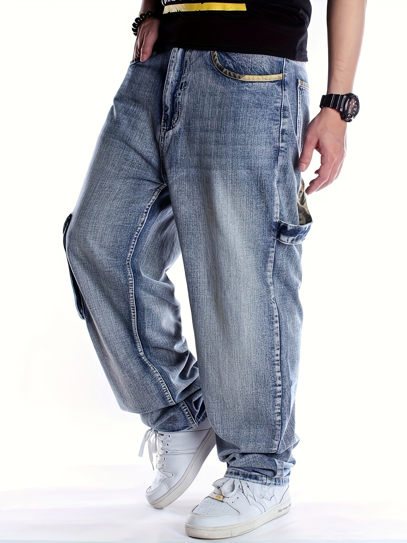 Men's Casual Jeans With American Camouflage Border Pants