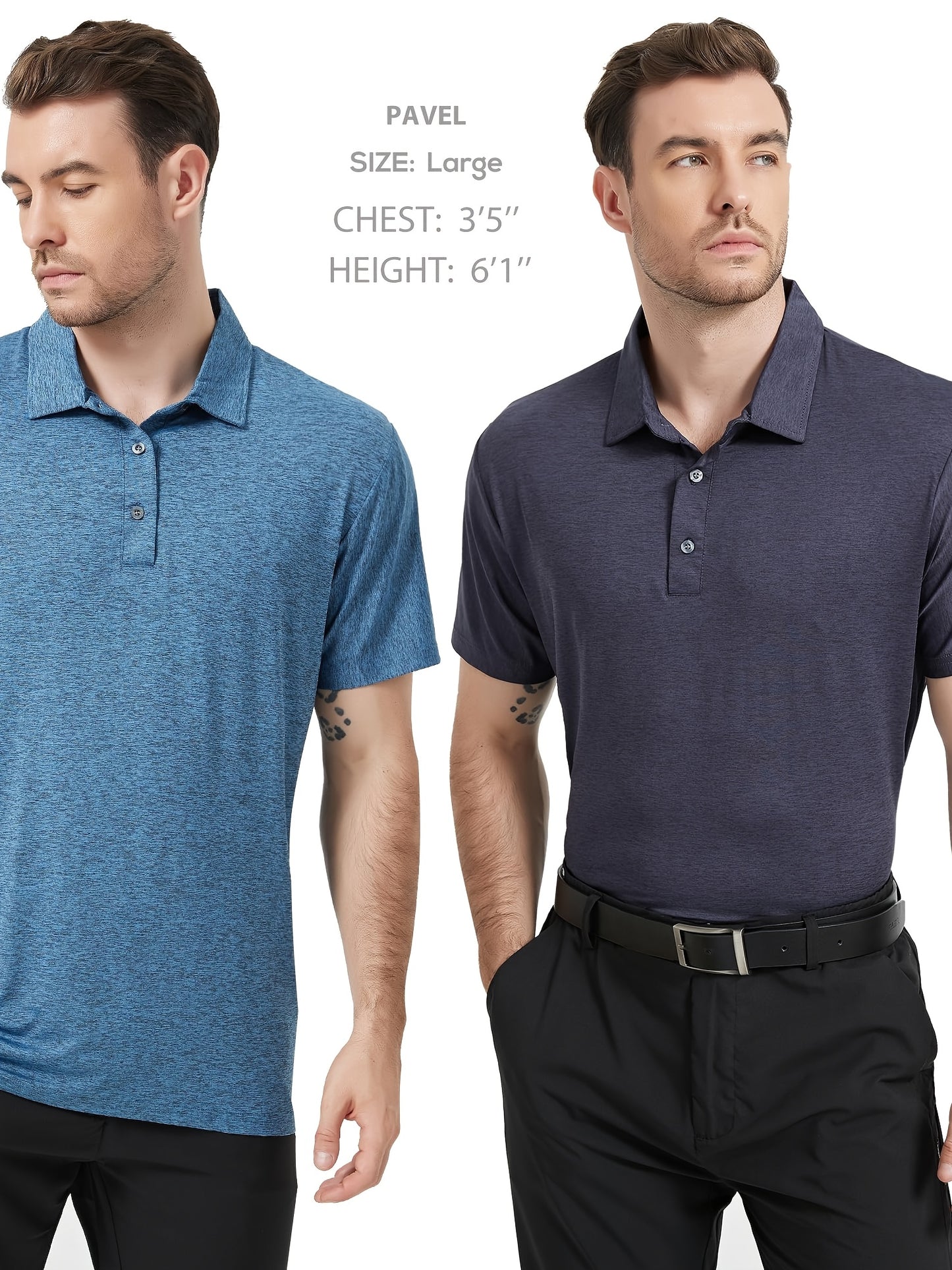 HOPLYNN 6 Pack Men's Performance Polo Shirts Moisture Wicking Short Sleeve Golf Athletic Casual Collared T Shirt