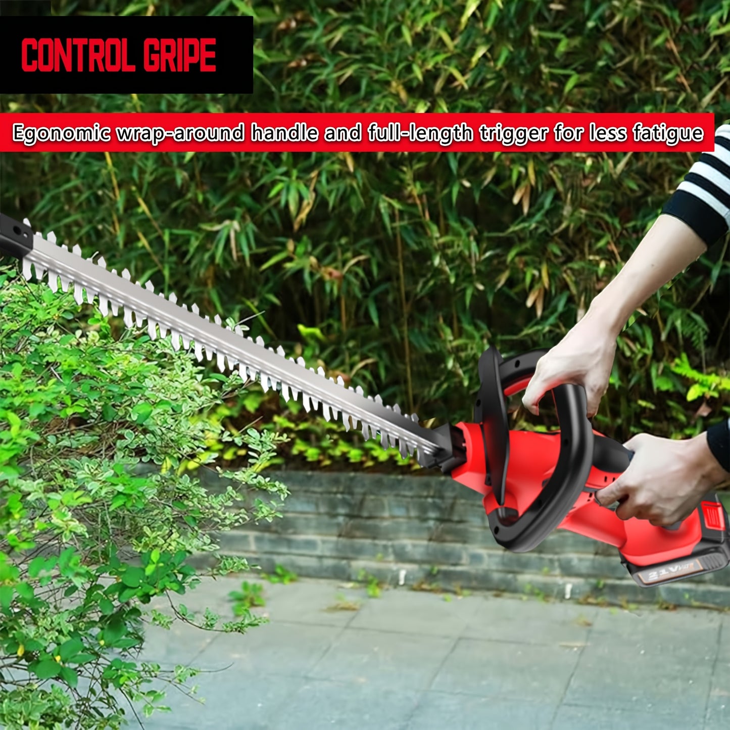 Electric Bush Trimmer 20V Cordless Hedge Trimmer 1400 RPM Lightweight Compact Battery Included