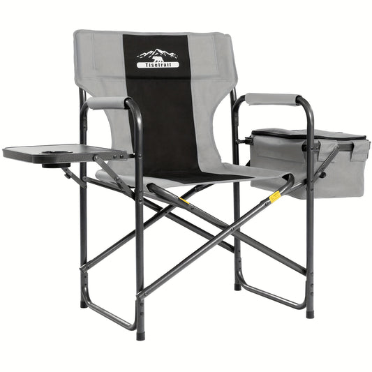 Tisetrail Director Camping Chair with Cooler Bag and Foldable Side Tray Supports 400 Pounds