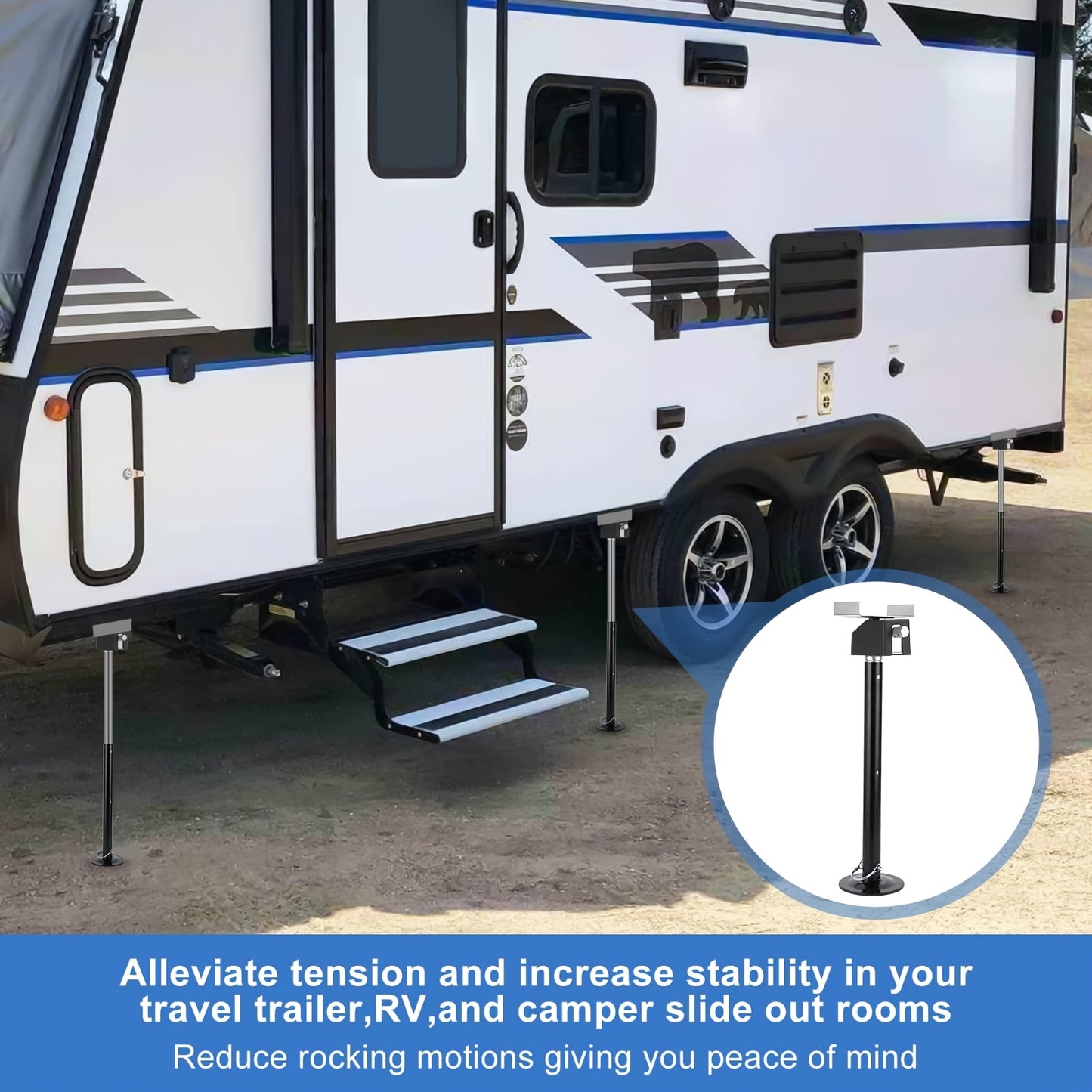 Heavy Duty 5000lbs Quick Lift RV Stabilizer Jacks 2PCS Steel Step Trailer Stand
