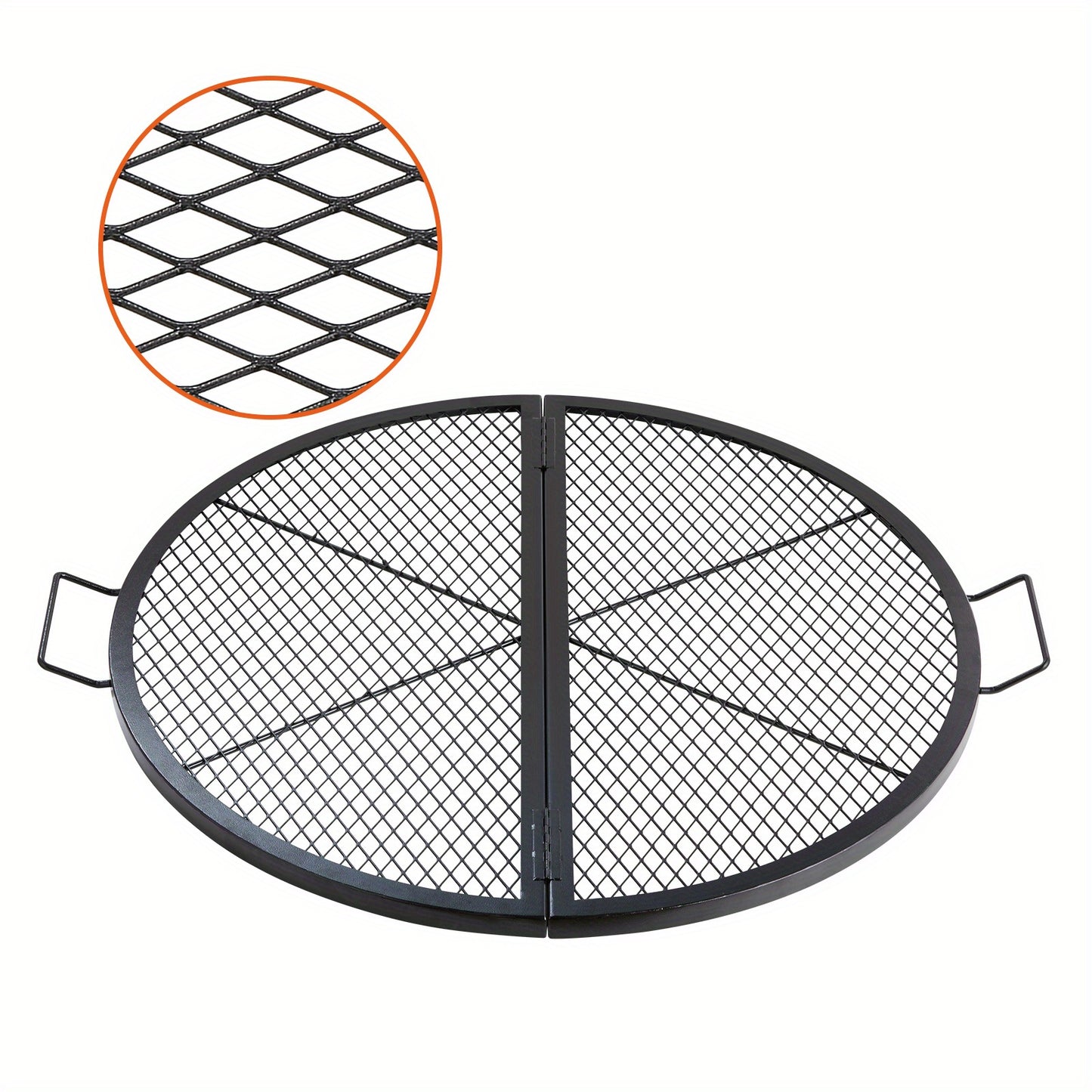 36 Inch Happybuy Fire Pit Grill Grate Heavy Duty Foldable Round Metal Cooking Grid With X Wire Design And Handles Portable BBQ Grate For Outdoor Parties And Campfires