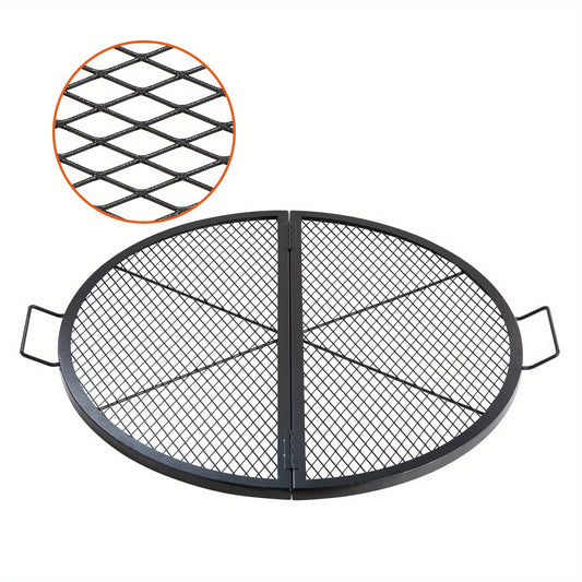 36 Inch Happybuy Fire Pit Grill Grate Heavy Duty Foldable Round Metal Cooking Grid With X Wire Design And Handles Portable BBQ Grate For Outdoor Parties And Campfires