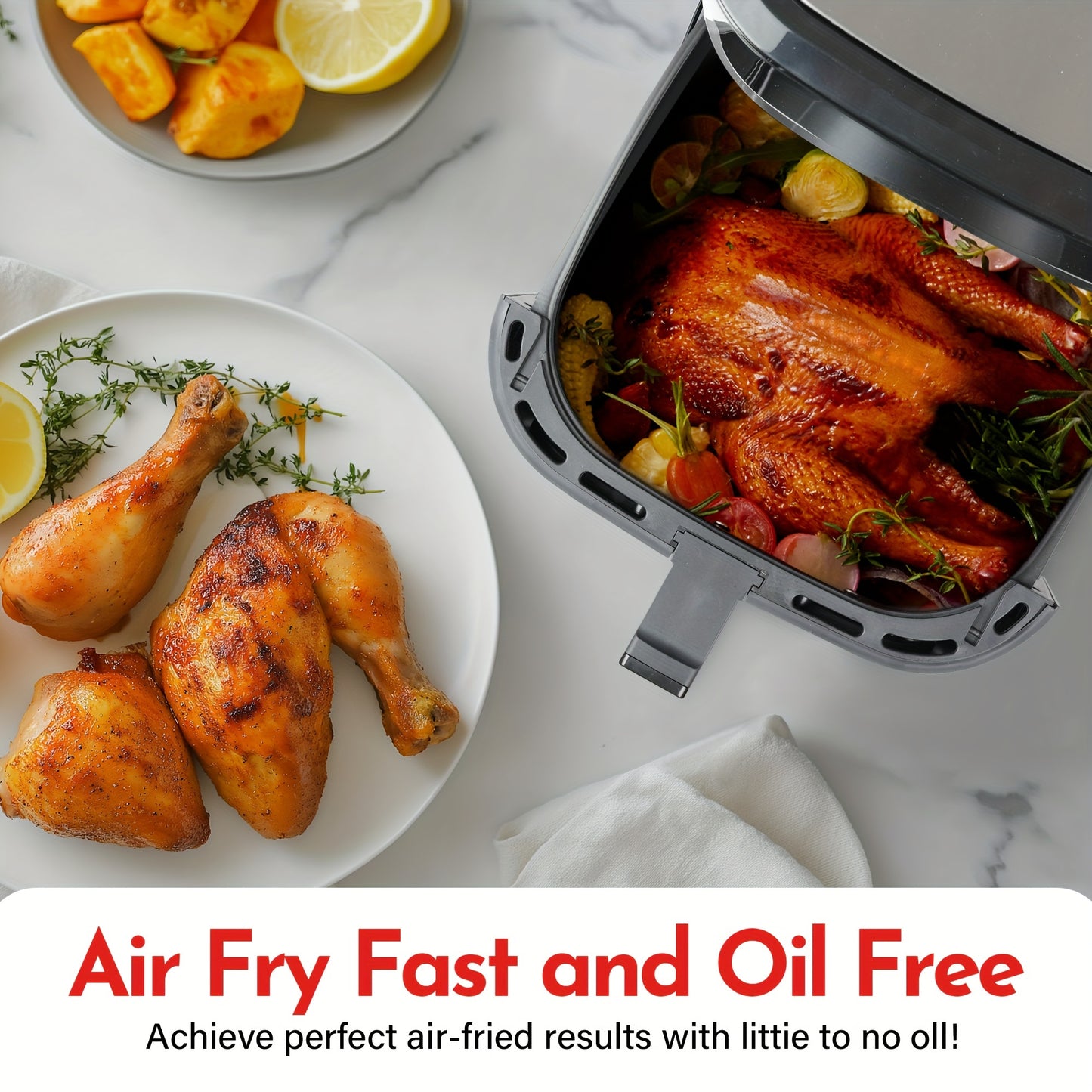 [8.5QT Air Fryer] 8.5QT Large Air Fryer | Smart Touch Screen, 8 Preset Functions, Non-stick Coating, Suitable For 5-6 People | Kitchen Accessories, Toaster Oven, Deep Fryer