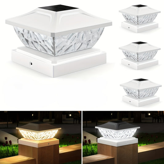 Solar Powered Post Cap Lights Energy Efficient Plastic Fixture Semi Flush Mount with Light Sensor 800mAh Nickel Battery for 4x4 to 5x5 Posts
