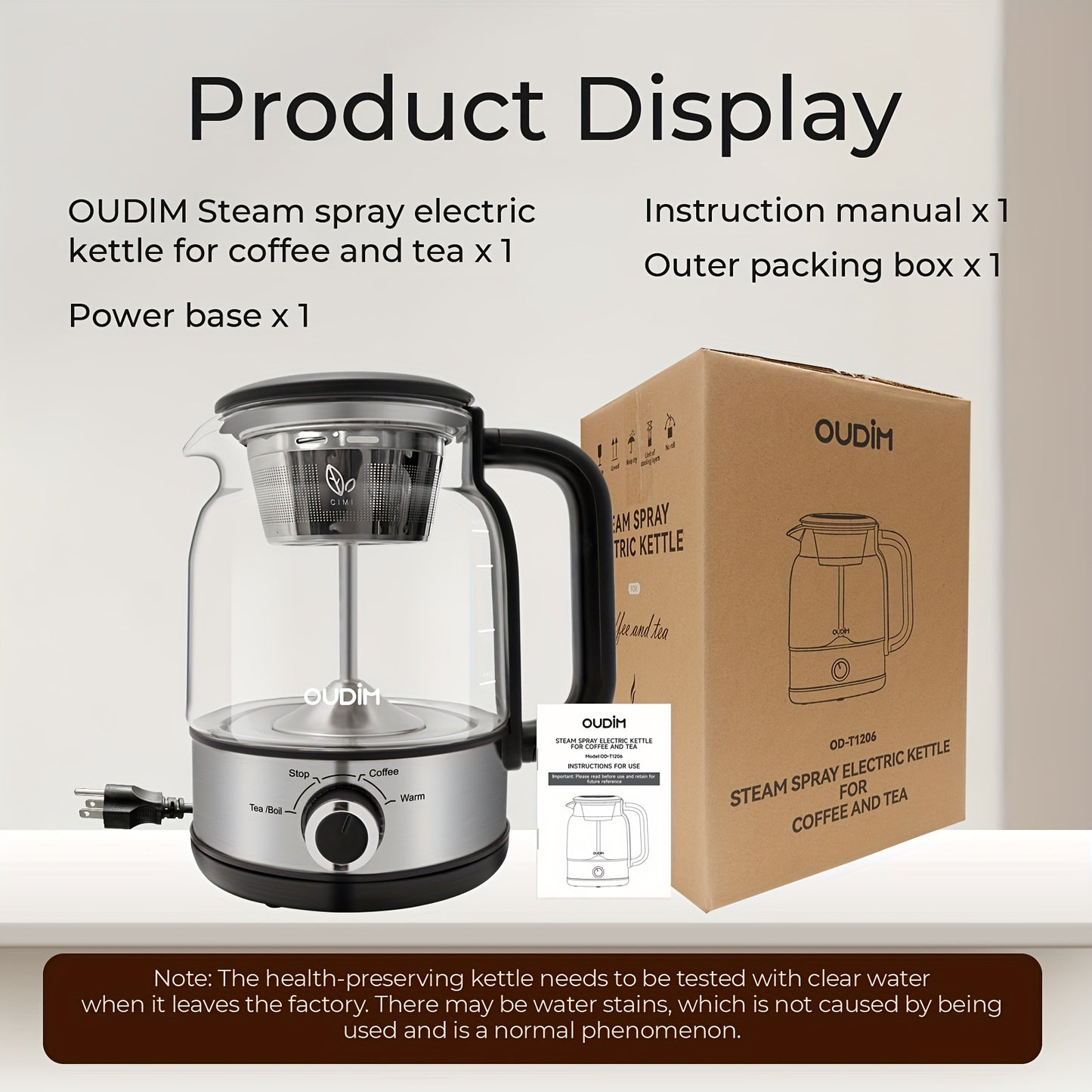 [600W Drip Coffee Maker] 1.2L BPA-Free Glass Stainless Steel Drip Coffee Maker | 600W Power, Brewed Tea Pot Coffee Plunger, Electric Kettle Tea Pot, Keep Warm, Boil Dry And Safety Protection, Gifts for Mother's Day