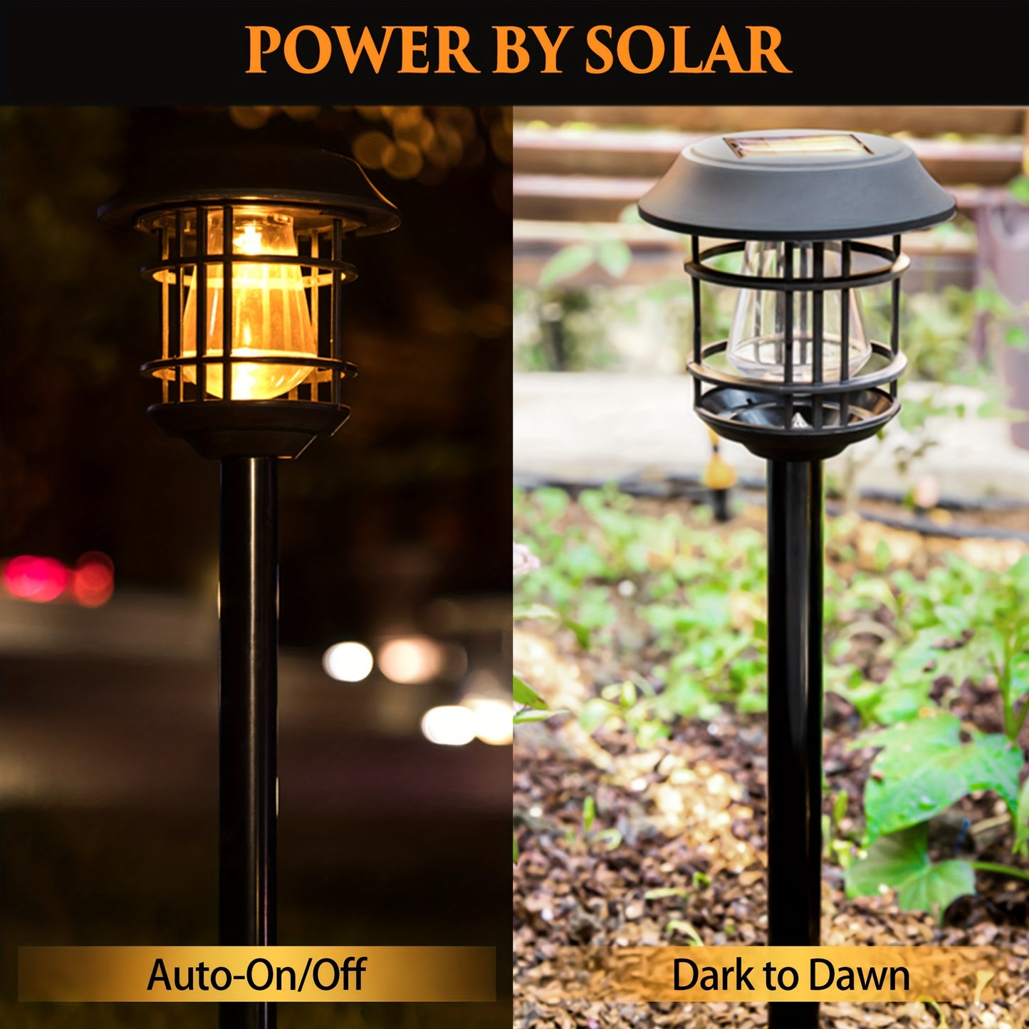 8 Pack Large Warm Light Solar Pathway Lights Outdoor Garden Yard Lights Auto On Off Solar Landscape Lighting for Lawn Patio Walkway
