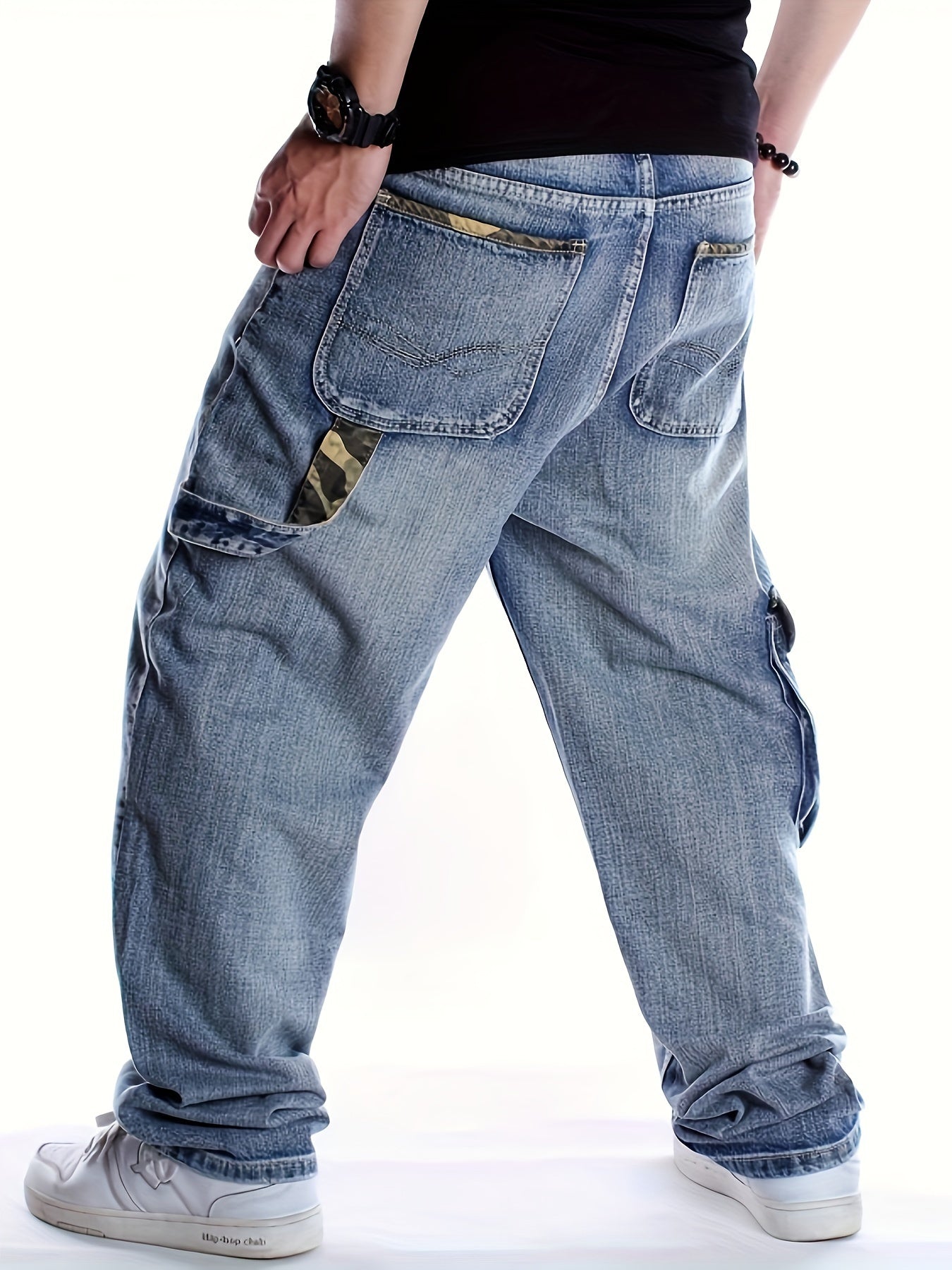 Men's Casual Jeans With American Camouflage Border Pants