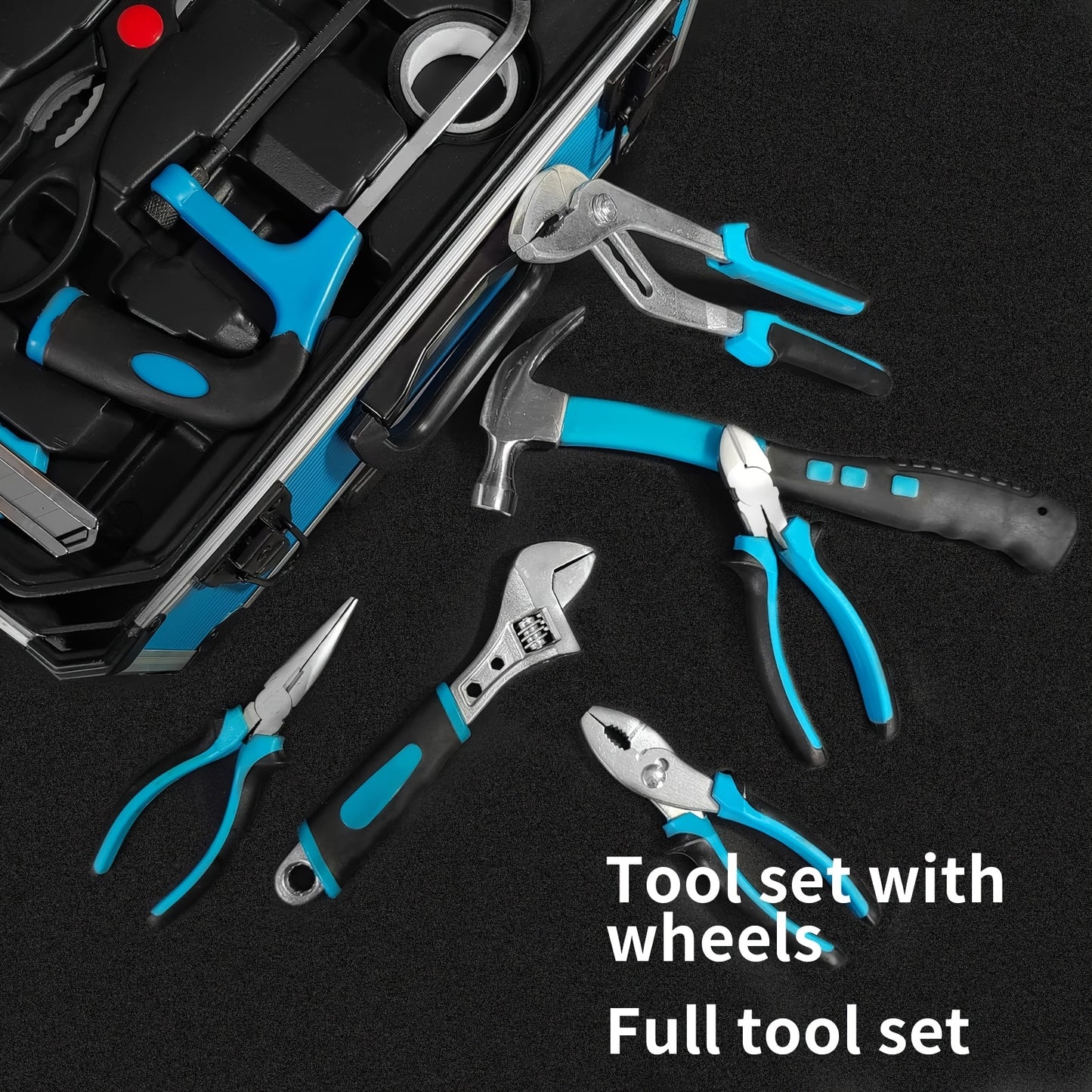 799pcs Aluminum Trolley Case Tool Set Silvery, House Repair Kit Set, Household Hand Tool Set, with Tool Belt, Gift On Father's DayTool Sets for Men, Tool Box with Tools, Tool Kit with Rolling