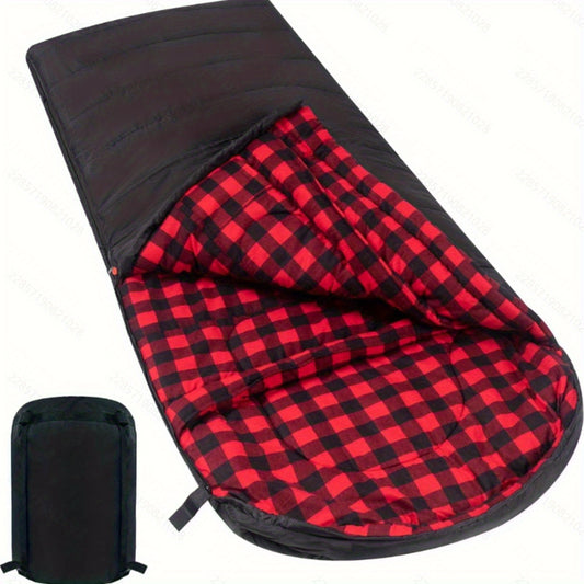 0 Degree Flannel XXL Oversized Sleeping Bag for Adults All Seasons Camping with Compression Sack