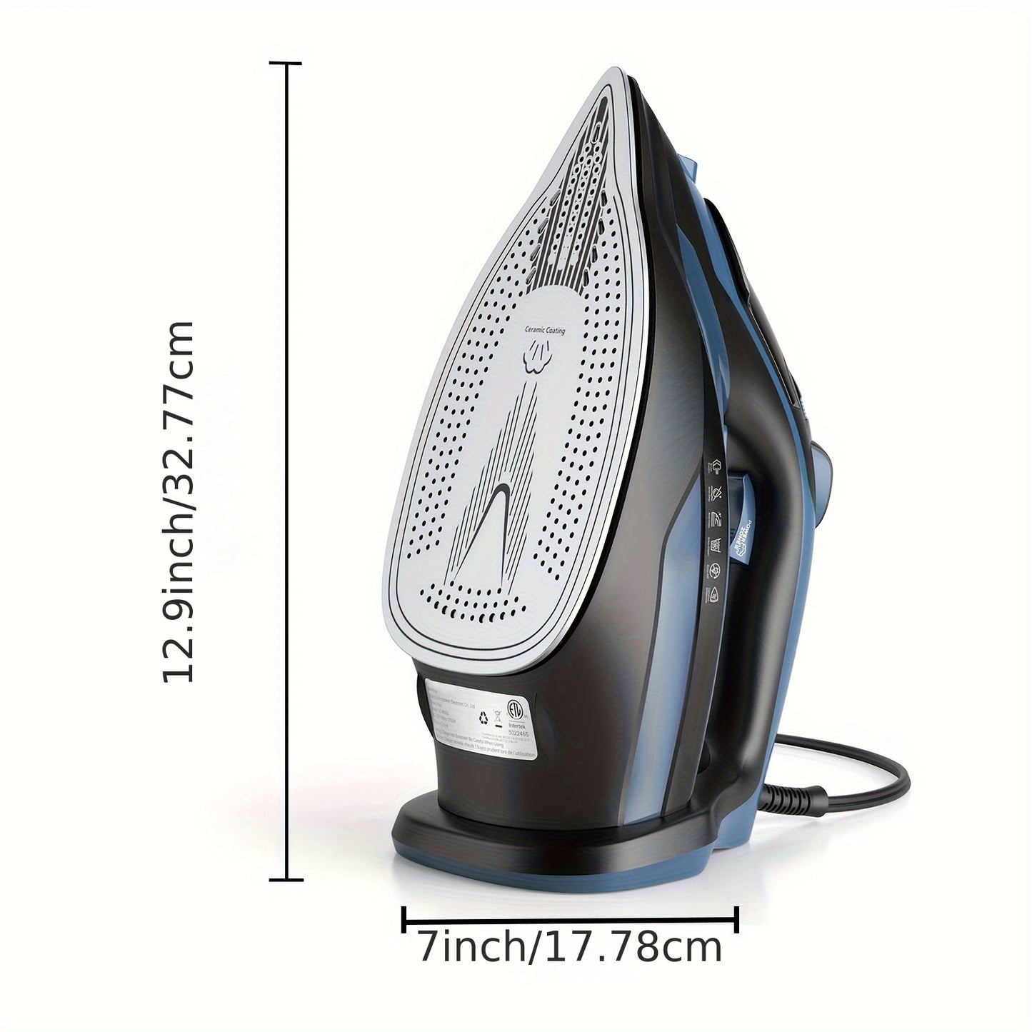 [Steam Iron] Powerful Steam Iron, Stainless Steel Soleplate Iron With Retractable Cord | Auto-off, Anti-Drip, Ironing, Clothes Iron