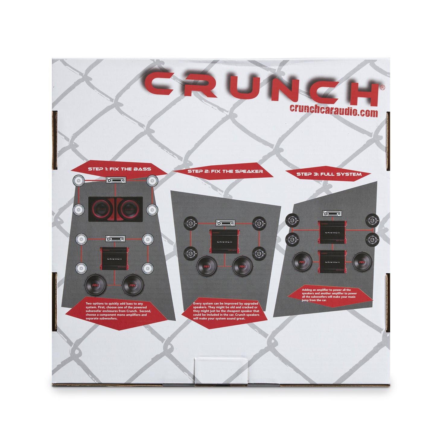 Crunch 2 Channel 1000 Watt Amp Car Audio Stereo Amplifier and MTX 12 Inch 1200 Watt Car Audio Dual Loaded Subwoofer Box Enclosure