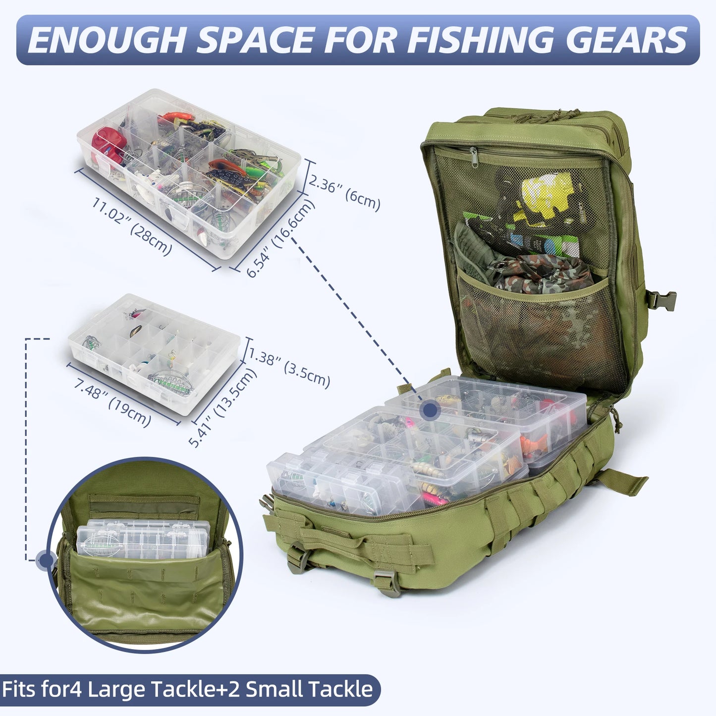 45L Tactical Fishing Hunting Bag Waterproof Backpack for Men Large Capacity Outdoor Travel Rucksack