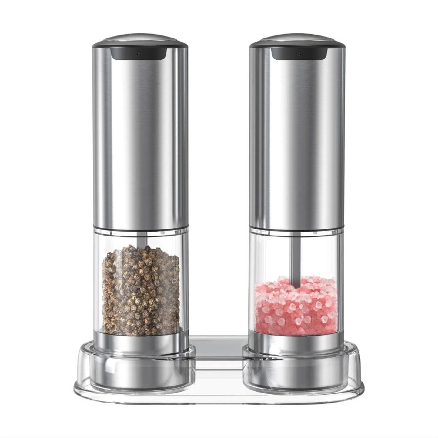 Electric Salt and Pepper Grinder Set 2 Pack with Base and Washable 95ml Container Rechargeable Automatic Mills