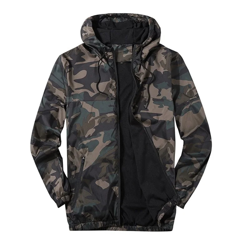 Men's Winter Camouflage Parka Jacket with Faux Fur Hood