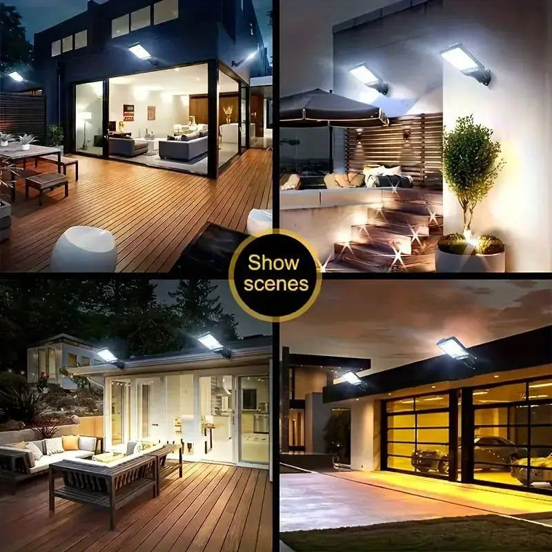 Solar Street Lights 1/2/4 Pack 108 COB LED Outdoor Wall Lights with Remote Control Motion Sensor Adjustable 3 Modes