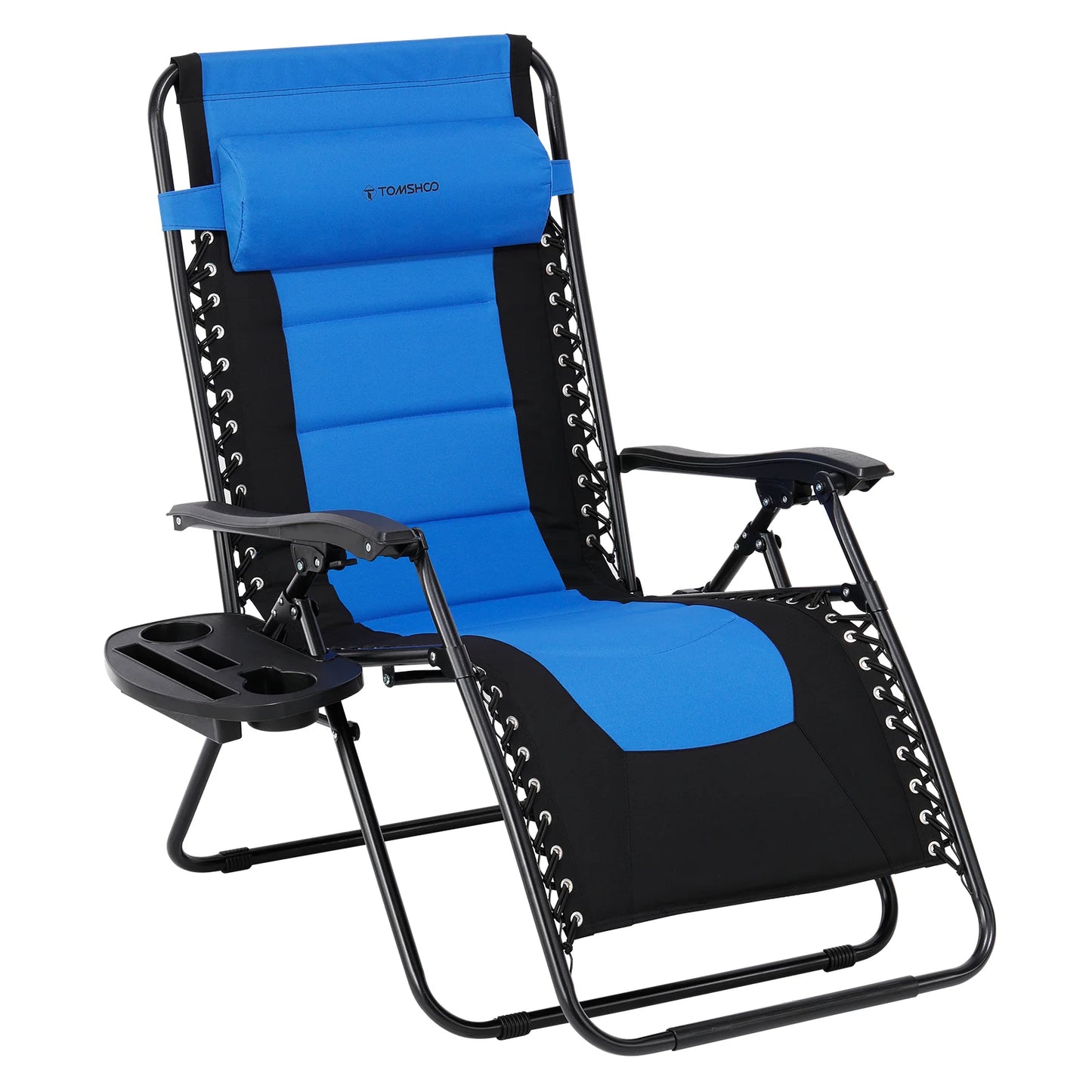 Outdoor Folding Lounge Chair Waterproof Oxford Cloth Cotton Padded Adjustable Patio Zero Gravity Reclining Chair with Headrest