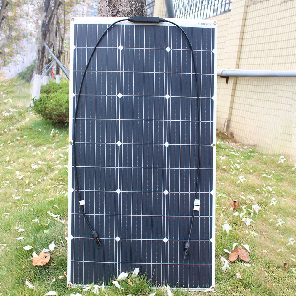 12V Flexible Solar Panel Kit 100W 200W Monocrystalline Waterproof Controller for RV Camping Outdoor