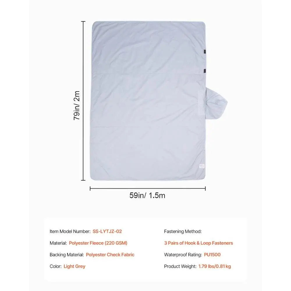 Wearable Camping Blanket 79x59 Outdoor Light Grey Warmth