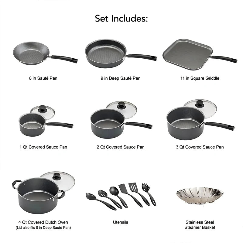 Tramontina PrimaWare 18 Piece Nonstick Cookware Set