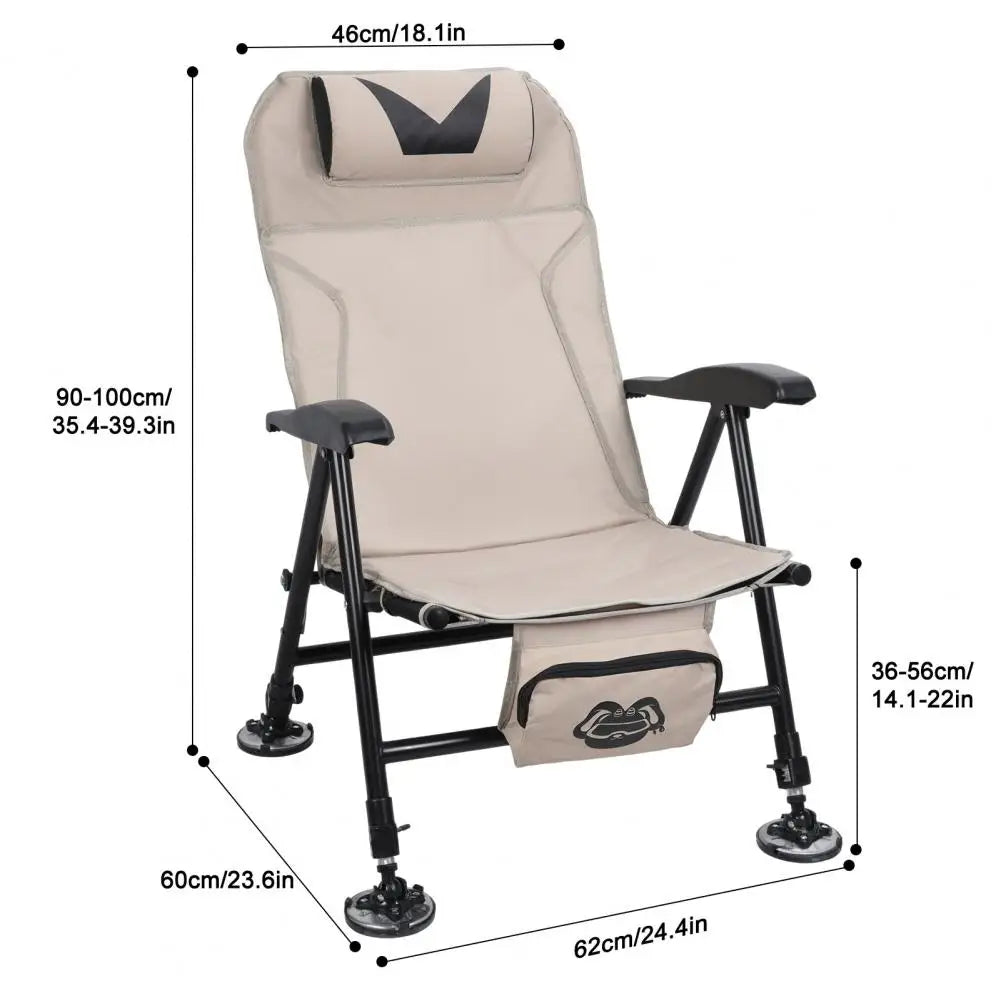 Reclining Fishing Chair Foldable Outdoor Chair with Storage Bag Portable Oxford Cloth Hunting Seat