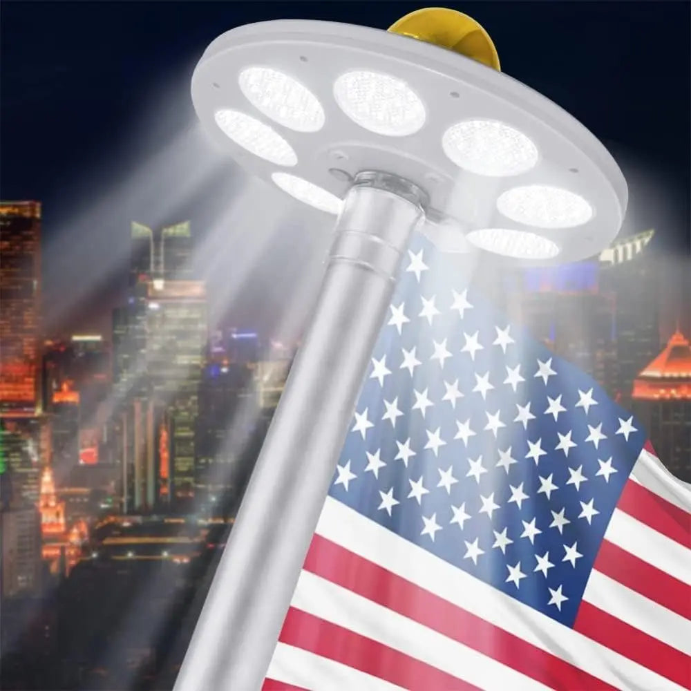 Solar Flag Pole Light with 136 LEDs Auto On Off Energy Saving Dusk to Dawn for 15 to 30 Feet Outdoor Use