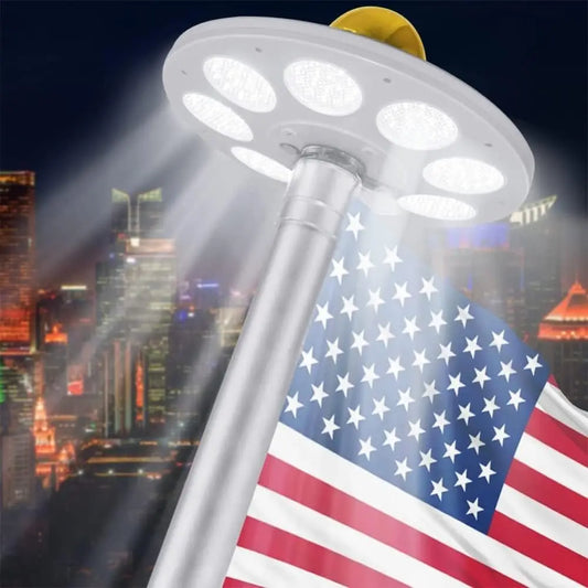 Solar Flag Pole Light with 136 LEDs Auto On Off Energy Saving Dusk to Dawn for 15 to 30 Feet Outdoor Use