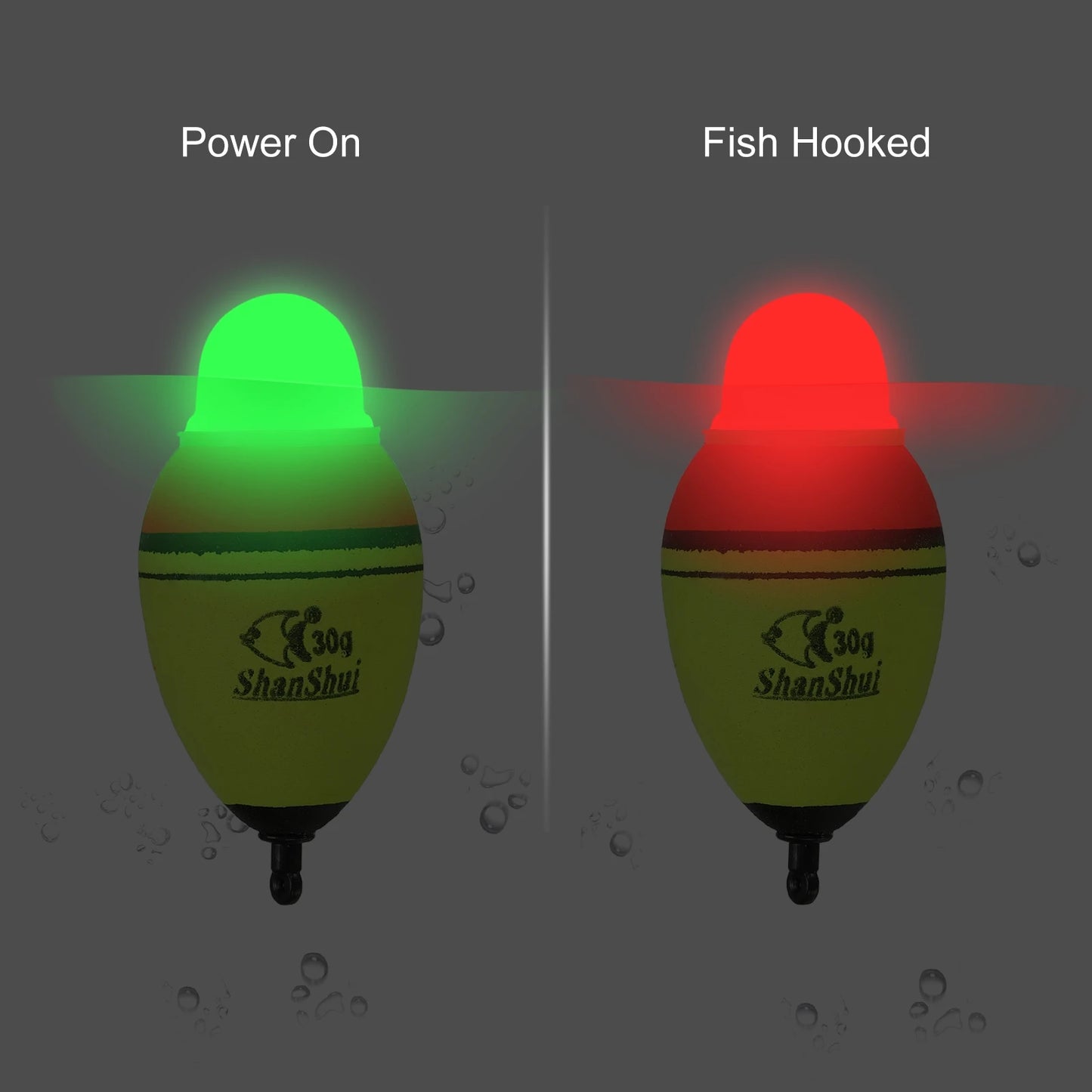 Lighted Fishing Slip Bobbers 1oz 2.1oz 3.5oz EVA Green Red LED Night Fishing Float Yellow 1 Pack