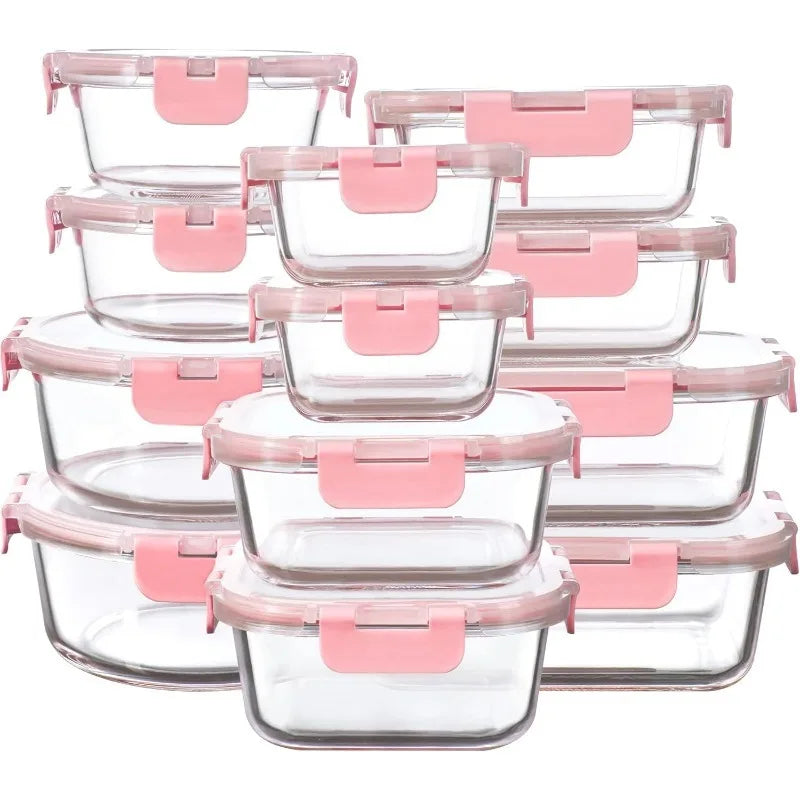 12 Pack Glass Storage Containers with Lids Leak Proof Meal Prep Containers Dishwasher Microwave Safe Mint Green