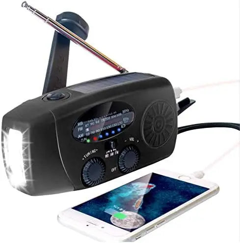 2000mAh Emergency Crank Weather Radio with LED Flashlight Portable AM FM NOAA Solar Radio with Phone Charger SOS Alert
