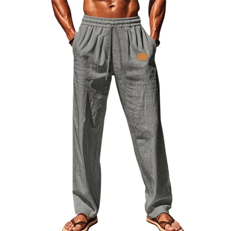 Men's Comfortable Elastic Waist Drawstring Pants for Beach