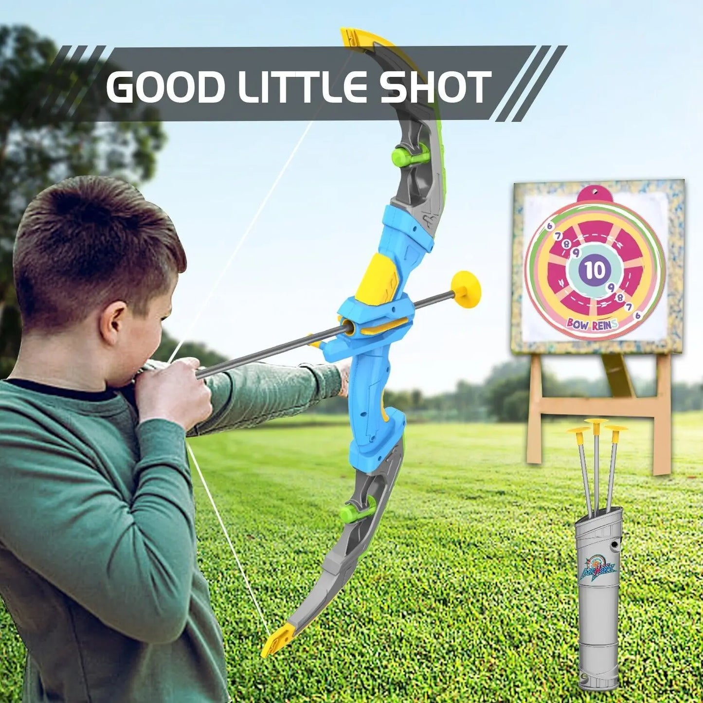 Kids Bow and Arrow Set, Light Up LED Archery Toy, 10 Suction Arrows Ages 12+