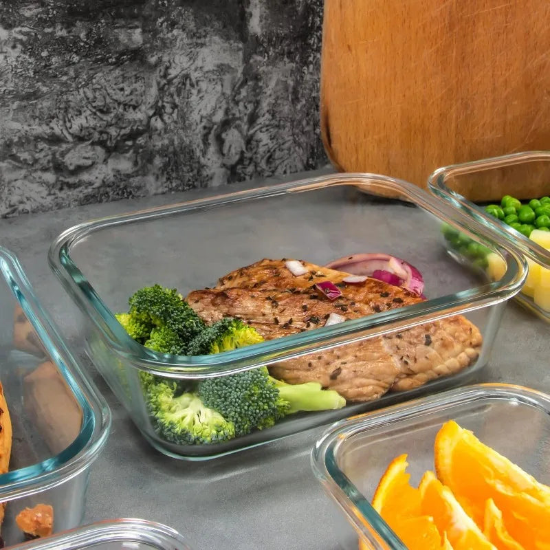 12 Pack Glass Storage Containers with Lids Leak Proof Meal Prep Containers Dishwasher Microwave Safe Mint Green