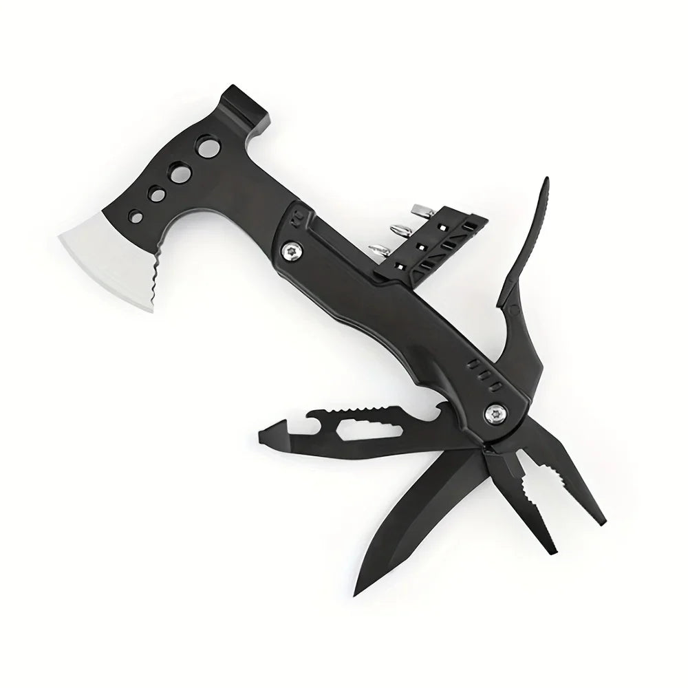 18 in 1 Multi Function Fishing Camping Survival Gear with Axe Hammer Pliers Saw Screwdriver Bottle Opener Whistle Portable