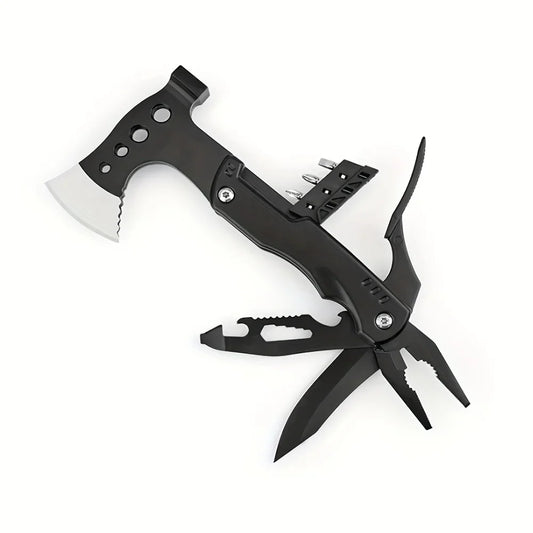 18 in 1 Multi Function Fishing Camping Survival Gear with Axe Hammer Pliers Saw Screwdriver Bottle Opener Whistle Portable