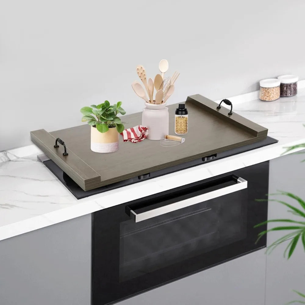 Stove Top Cover Counter Space Top Cover Decorative Tray for Kitchen Extra Thick Laminated Solid Wood Handmade Cookware Workbench
