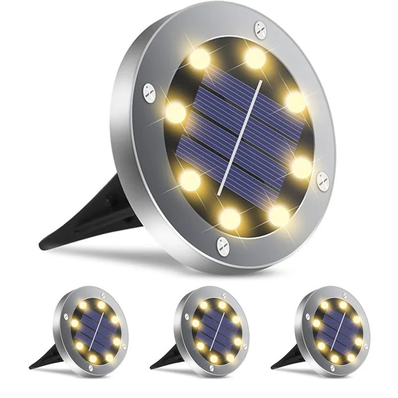 4 or 8 Pieces Solar Lights Outdoor 8 LED Solar Landscape Lighting for Garden Yard Pathway Cool or Warm White