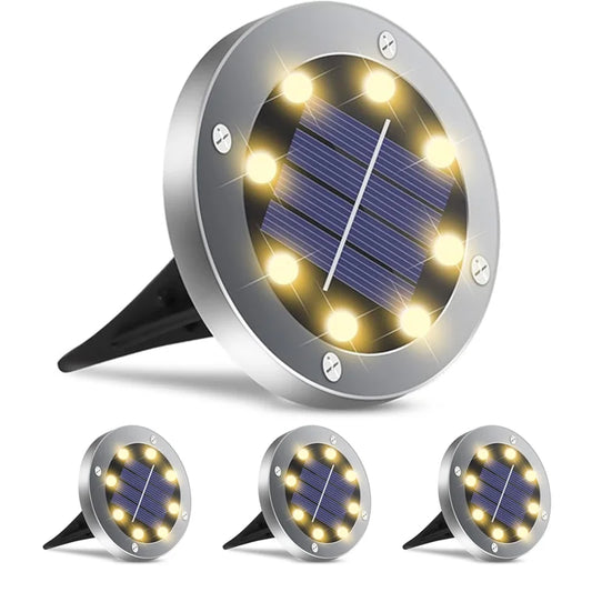 4 or 8 Pieces Solar Lights Outdoor 8 LED Solar Landscape Lighting for Garden Yard Pathway Cool or Warm White