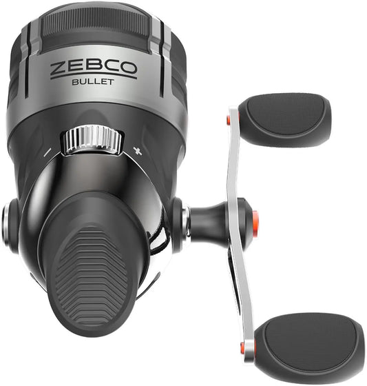 Size 30 Fishing Reel Fast 29.6 Inches Per Turn GripEm All Weather Handle Knobs Pre Spooled with 10 Pound Zebco Fishing Line Black