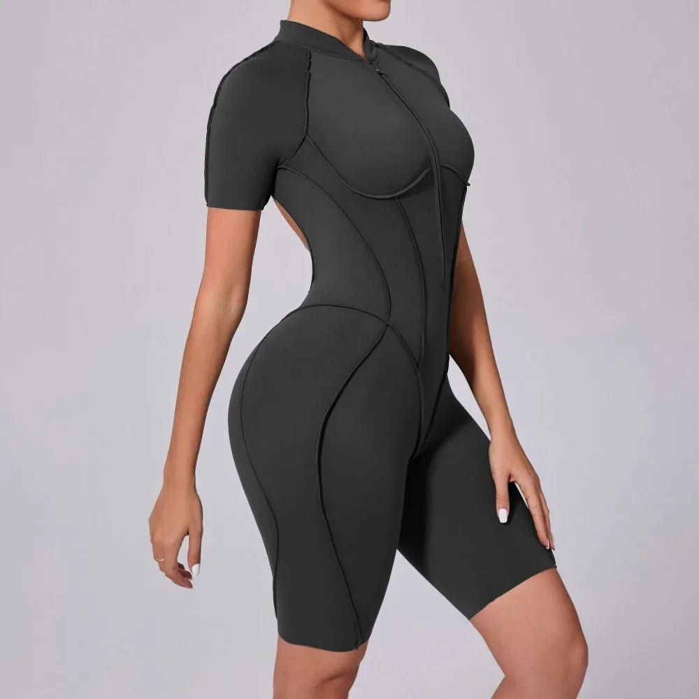 For Women Sports Jumpsuits Sets Fitness Bodysuit Shorts Gym