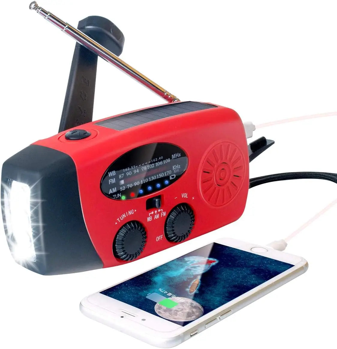 2000mAh Emergency Crank Weather Radio with LED Flashlight Portable AM FM NOAA Solar Radio with Phone Charger SOS Alert